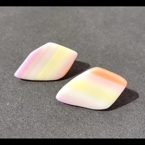 pink and yellow pierced earrings pastel rainbow vintage 70s antique costume